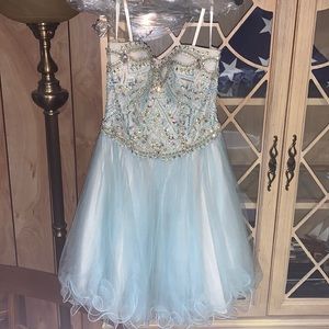 Blue Sequin Prom Dress